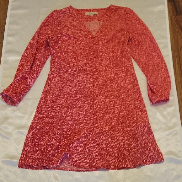 LOFT Dresses & Skirts - Loft Red Button-Down Dress Size 6
